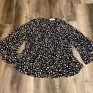 Listicle Black and White Spotted Blouse